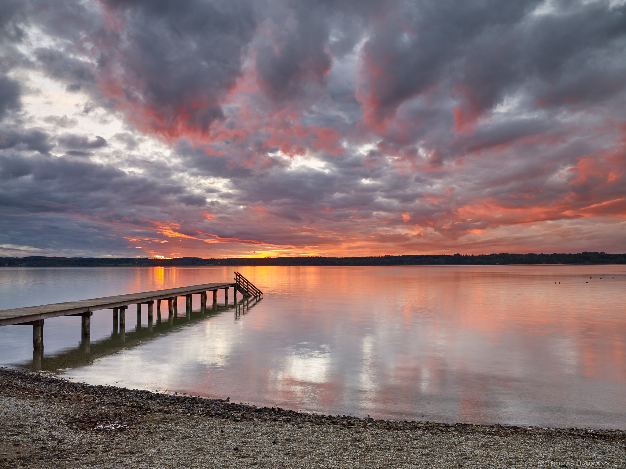 Lake with Fiery Clouds